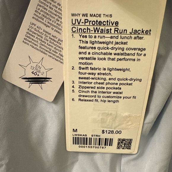 Lululemon NWT UV-Protective Cinch-Waist Running Jacket
Starch Blue - Picture 5 of 5